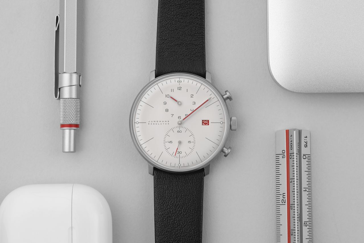 Junghans Max Bill Bauhaus edition minimalist watch with clean white dial and slim numerals
