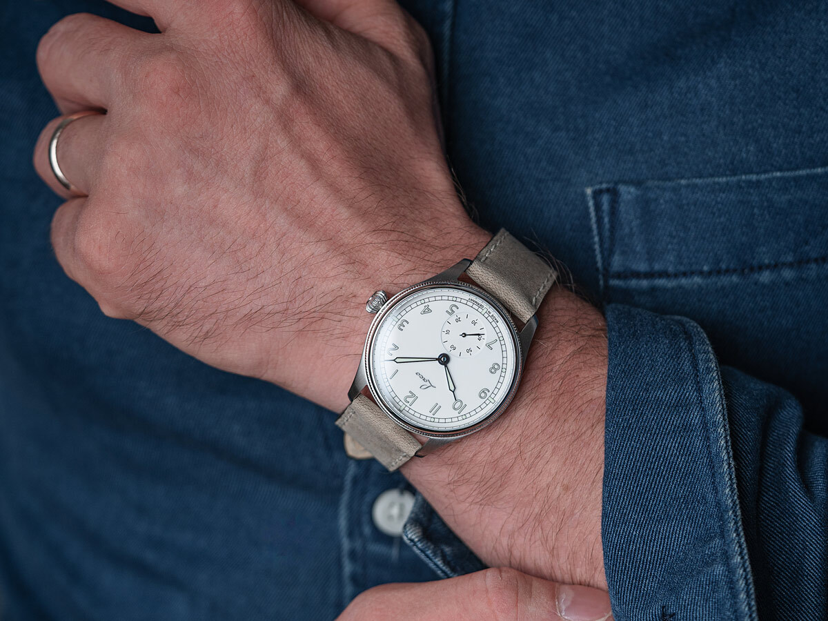 Laco mens watch white enamel dial, hand wound 