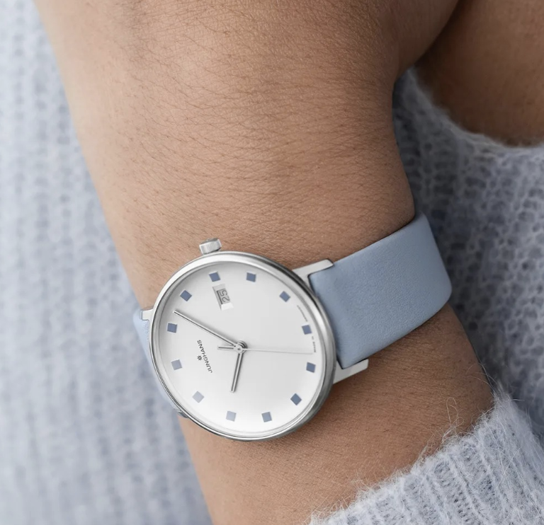 Ladies watch in light blue and white , for sale at Legend of Time - Chicago.